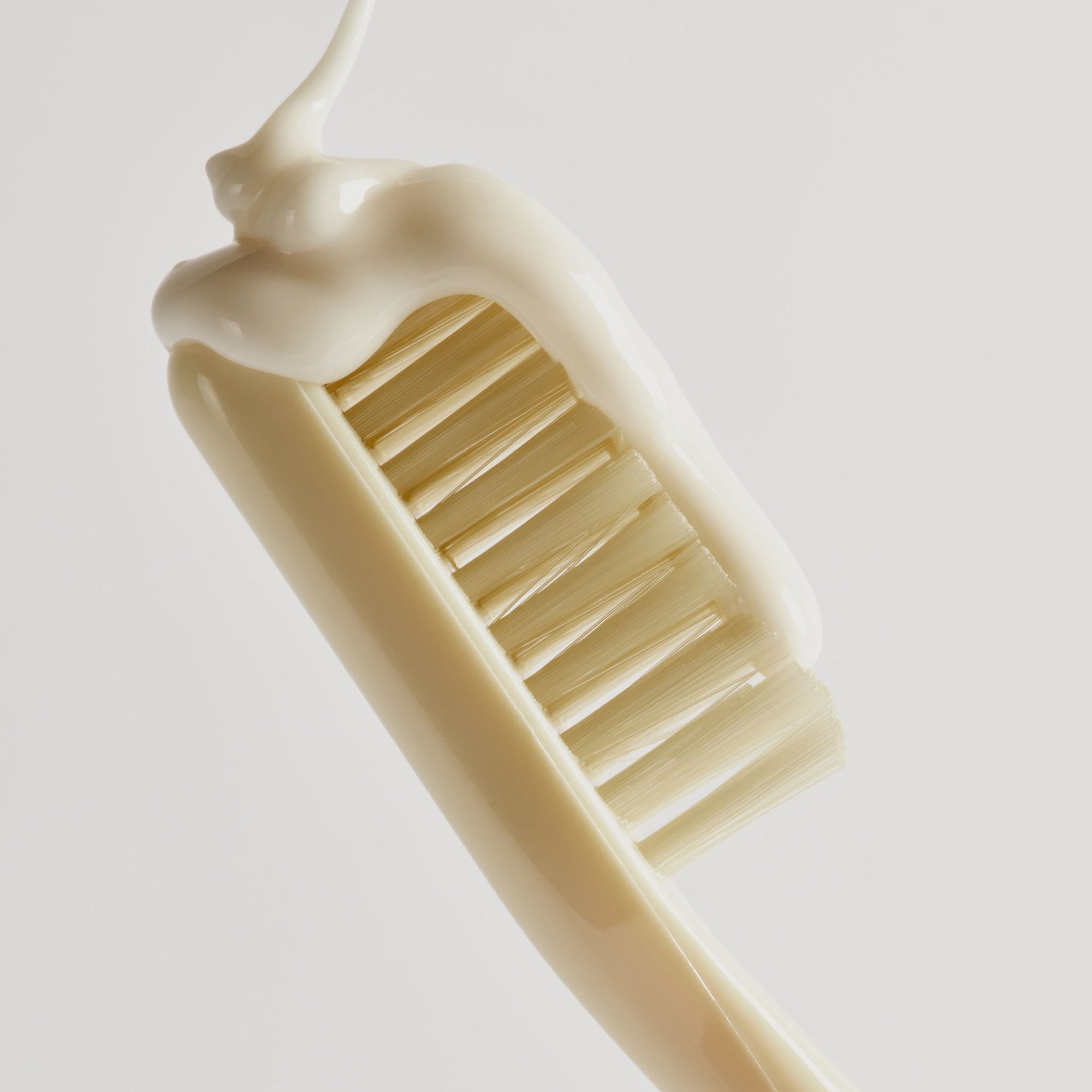 texture of toothpaste on toothbrush